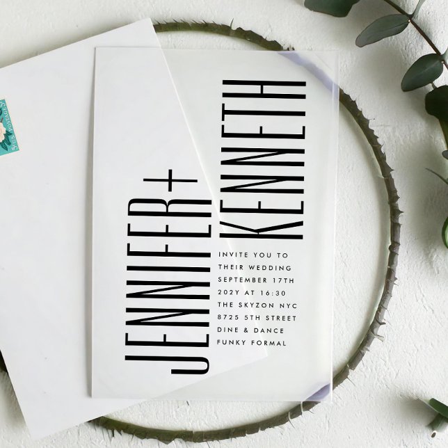 Ultraeinfache moderne Minimalistische Schwarz-weiß Acryleinladungen (Von Creator hochgeladen)