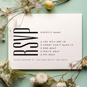 Ultraeinfache moderne Minimalistische Schwarz-weiß RSVP Karte
