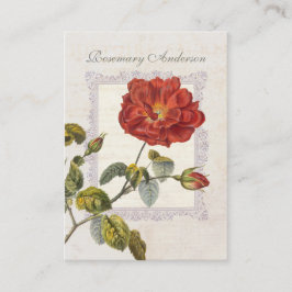 Ultraelegante, altmodische Rote Rose für Gärtner Visitenkarte