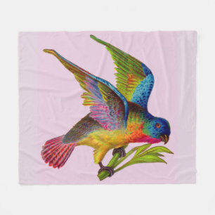 ultralfarbener Viktorianischer Vogeldruck Fleecedecke