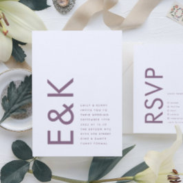 UltraLila und weiß - Modern fett große Monogramme Einladung