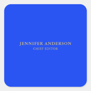 Ultramarin Blau Gold Professional Modern Schlicht Quadratischer Aufkleber