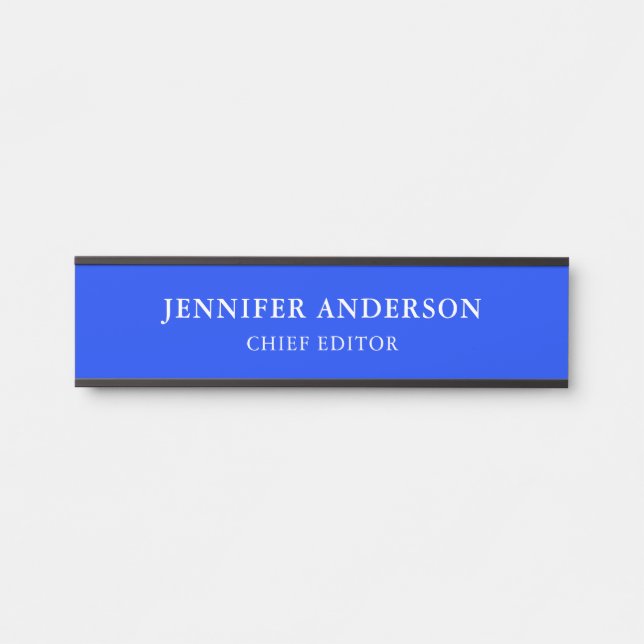 Ultramarin Blau Professionell Modern Schlicht Türschild (Vorderseite )