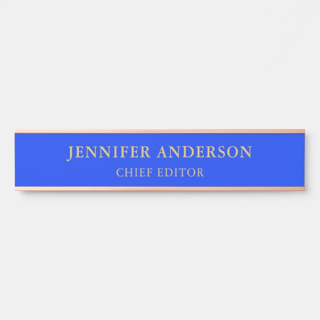 Ultramarine Blue Gold Professional Modern Plain Türschild (Vorderseite )