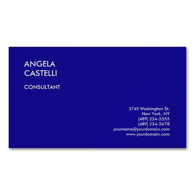 Ultramarine Blue Trendy Moderne Minimalistische Sc Magnetische Visitenkarte (Vorderseite)