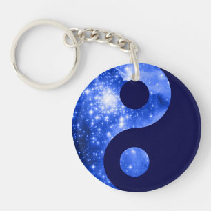 Ultramarine und marineblau Sterne Yin Yang-Symbol Schlüsselanhänger