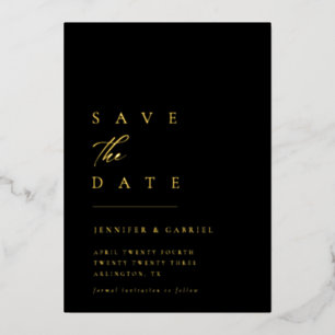 Ultraminimale Goldtypografie Save the Date   Folieneinladung