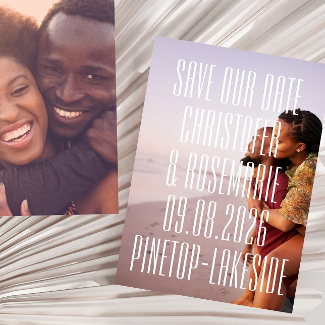 Ultramoderne 2 Fotos Große, feine Detailverheiratu Save The Date (Von Creator hochgeladen)