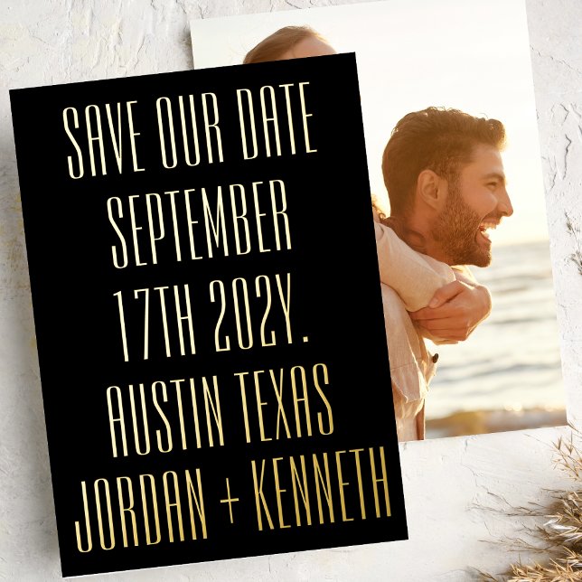 Ultramoderne 2-seitige, große, fette Foto Back Wed Folieneinladung (Von Creator hochgeladen)