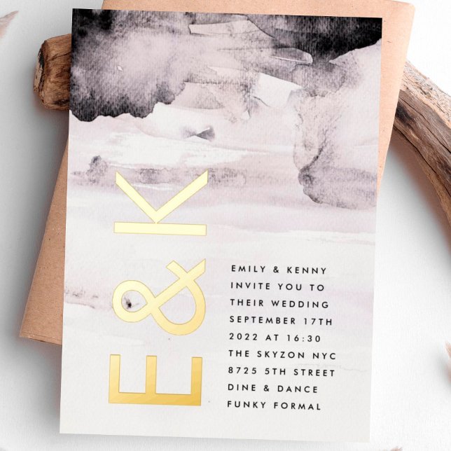 Ultramoderne Gender-Neutral-Tinte-Hochzeit Folieneinladung (Von Creator hochgeladen)