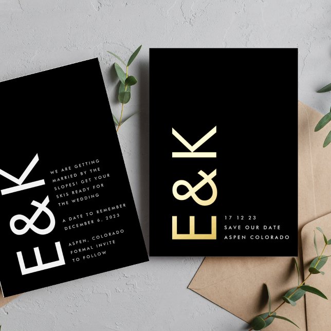 Ultramoderne Gold Non-Foto Monogram Rette unser Da Folieneinladung (Von Creator hochgeladen)