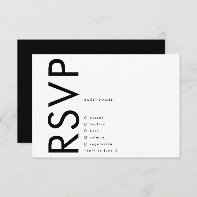 Ultramoderne, große, fette Namen Minimalistische H RSVP Karte (Vorne/Hinten)