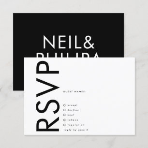 Ultramoderne, große, fette Namen Minimalistische H RSVP Karte