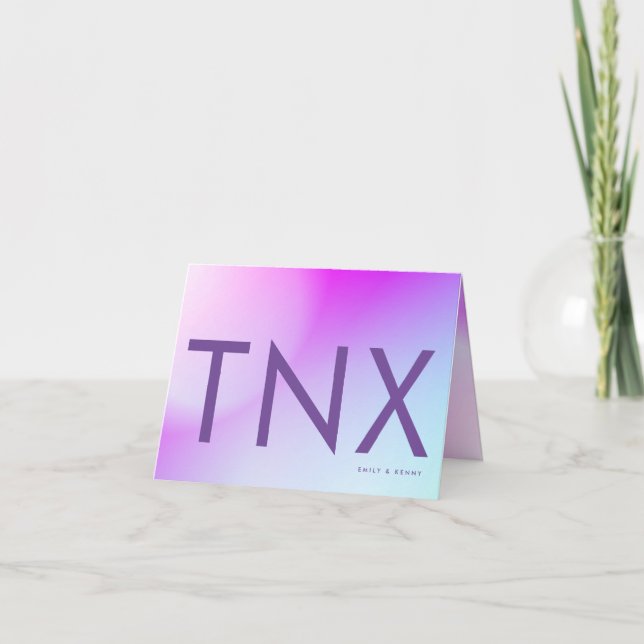 Ultramoderne Lila Hochzeit im Herbst Dankeskarte (Vorderseite)