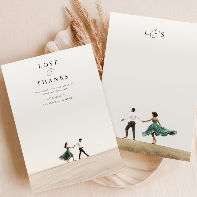 Ultramoderne Minimalistische 2-Foto Hochzeit Dankeskarte (Von Creator hochgeladen)