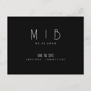 Ultramoderne Monogramm B/W Save the Date Postkarte