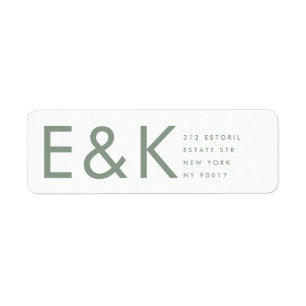 Ultramoderne, muffige Big Monogram Sage Green Wedd