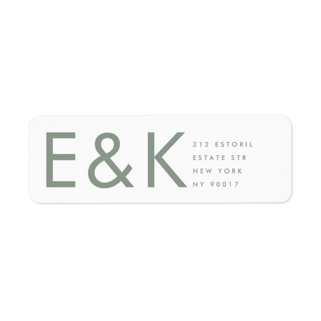 Ultramoderne, muffige Big Monogram Sage Green Wedd (Vorne)