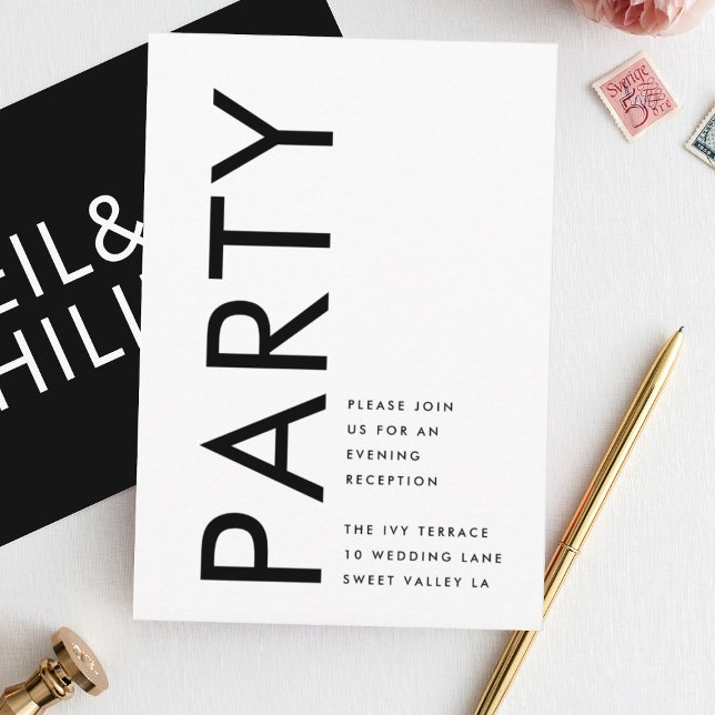Ultramoderne, mutige Namen Schwarze Hochzeitsempfe Begleitkarte (Von Creator hochgeladen)