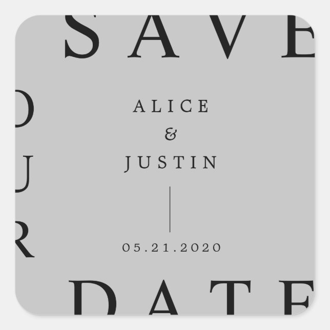 ultramoderne Save the Date Aufkleber (Vorderseite)