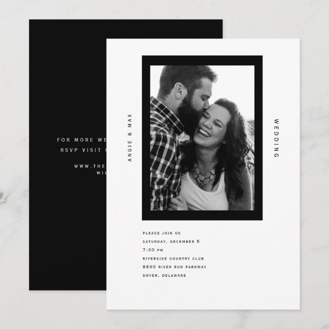 Ultramodernes B/W-Foto Einfache B/W-Einladung Einladung (Vorne/Hinten)
