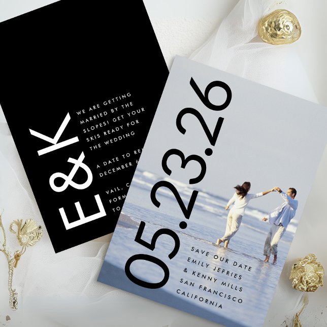 Ultramodernes, feines, großes Premium-Foto mit fei Save The Date (Von Creator hochgeladen)