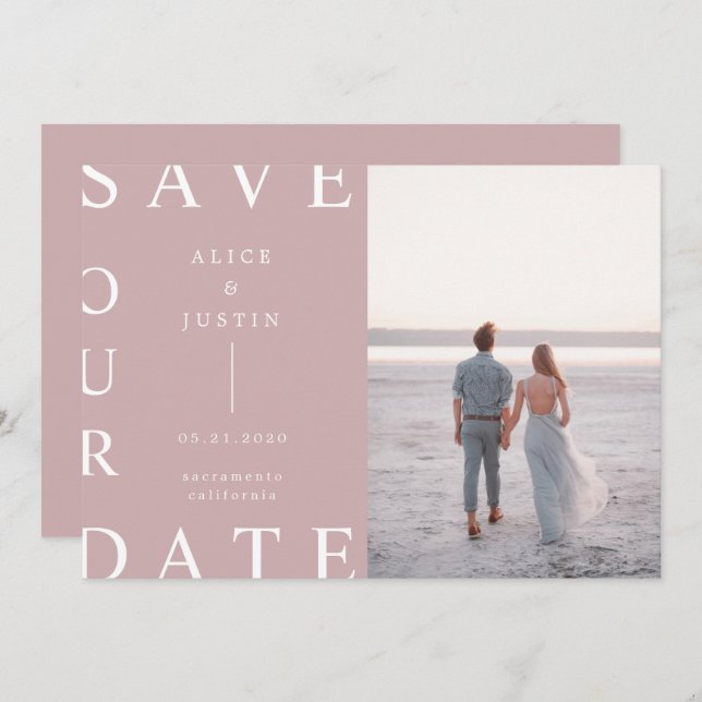 ultramodernes Layout Foto Save the Date Einladung (Vorne/Hinten)
