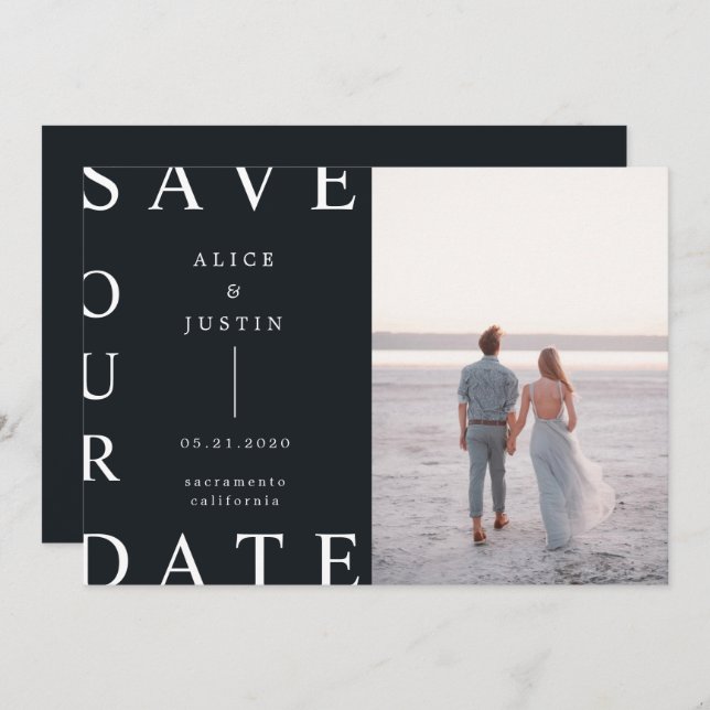 ultramodernes Layout Foto Save the Date Einladung (Vorne/Hinten)