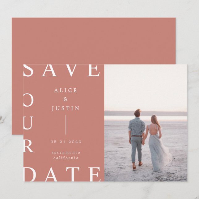 ultramodernes Layout Foto Save the Date Einladung (Vorne/Hinten)
