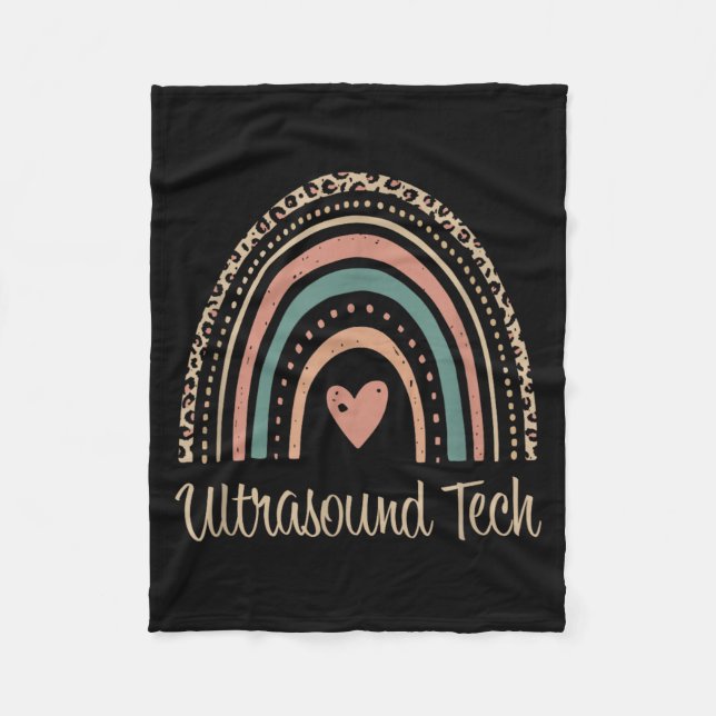 Ultraschall-Tech-Boho-Regenbogen-Sonograf Fleecedecke (Vorderseite)