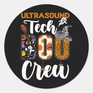 Ultraschall-Tech-Boo-Crew Lustiger Halloween Runder Aufkleber