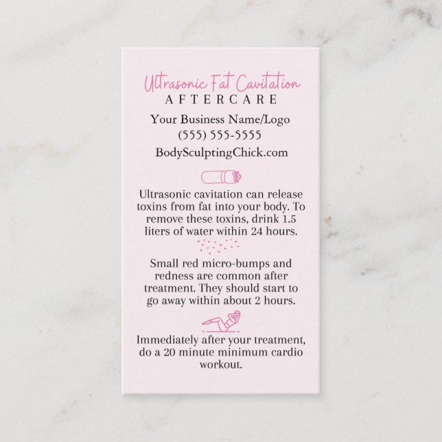 Ultraschallfettkavitation Aftercare Body Sculpting Visitenkarte (Vorderseite)