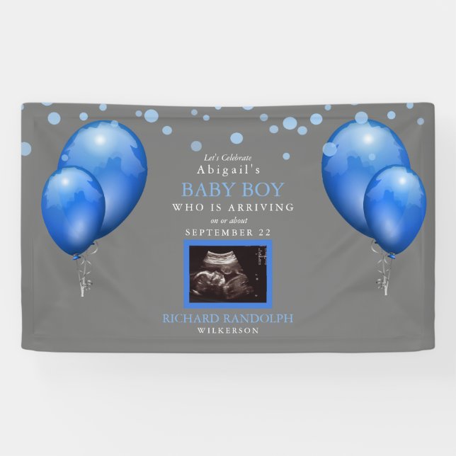 Ultrasound Baby Shower Boy Banner (Horizontal)