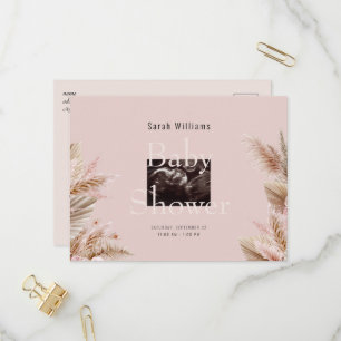 Ultrasound Foto Babydusche Pink Pampas Einladungspostkarte