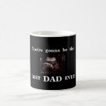Ultrasound Foto Schwarzer Vater's Day Bester Vater Kaffeetasse<br><div class="desc">Bald zu neuen Papa Ultraschall Foto. Typografie. "Du wirst der BESTE VATER aller Zeiten sein" Black. neutral</div>