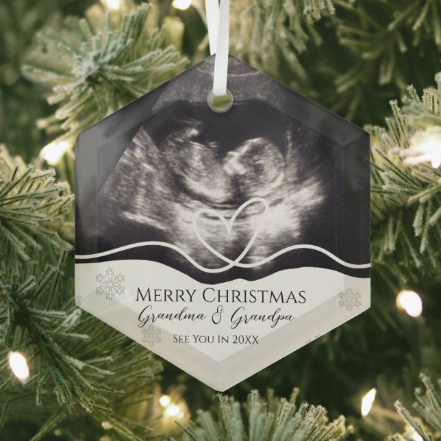 Ultrasound Grandparents Pregnancy Announcement Ornament Aus Glas (Insitu)