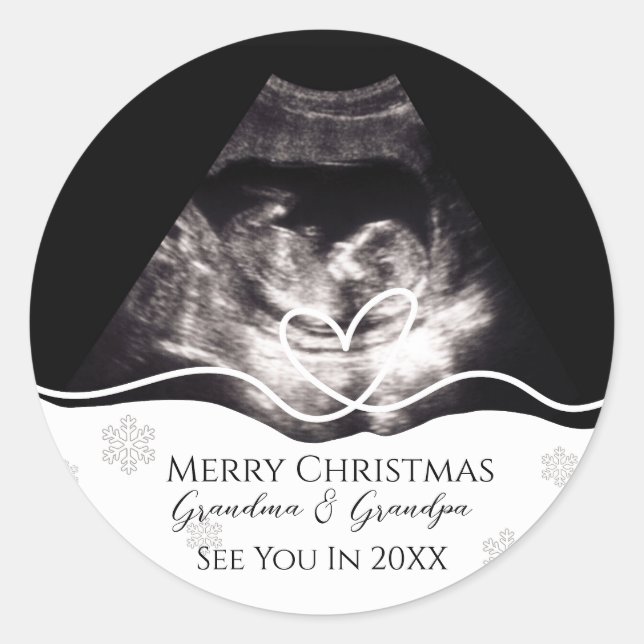 Ultrasound Grandparents Pregnancy Announcement Runder Aufkleber (Vorderseite)
