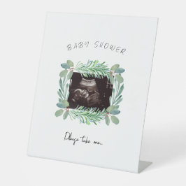 Ultrasound Greenery Baby Shower PLease Nehmen Sie  Sockelschild