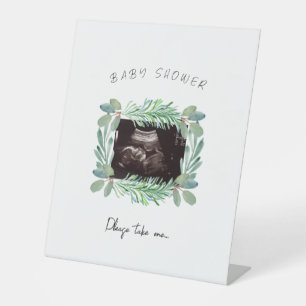 Ultrasound Greenery Baby Shower PLease Nehmen Sie  Sockelschild