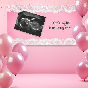 Ultrasound Pink Baby Dusche Banner