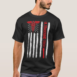 Ultrasound Tech American Flag Kardiac Vascular Son T-Shirt