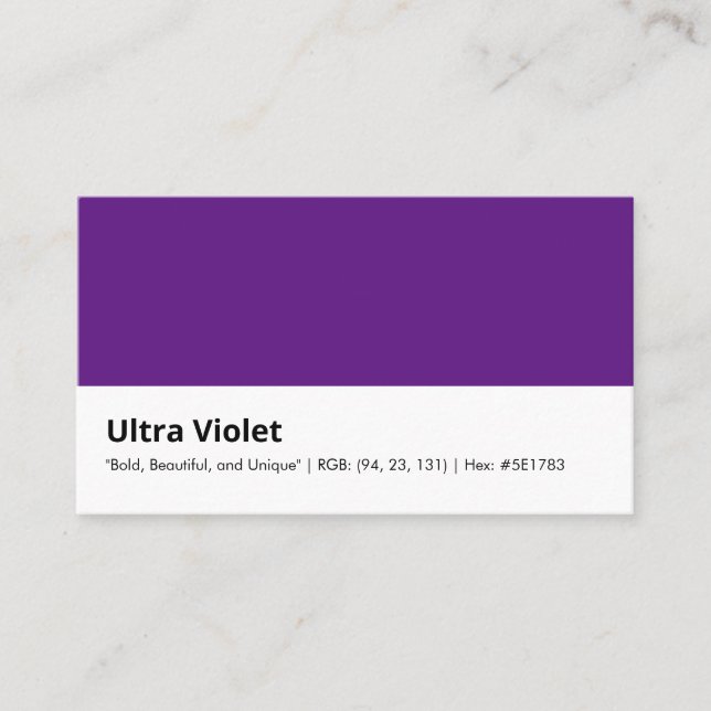 Ultraviolett | "Bold, Beautiful and Unique" Farbe Visitenkarte (Vorderseite)