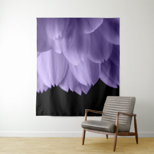 Ultraviolett lila Blume-Blätter schwarz Wandteppich