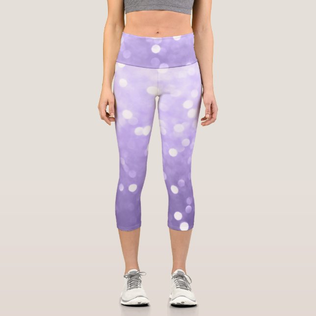 Ultraviolett lila funkelnd Bukett Abstrakt Capri Leggings (Vorderseite)