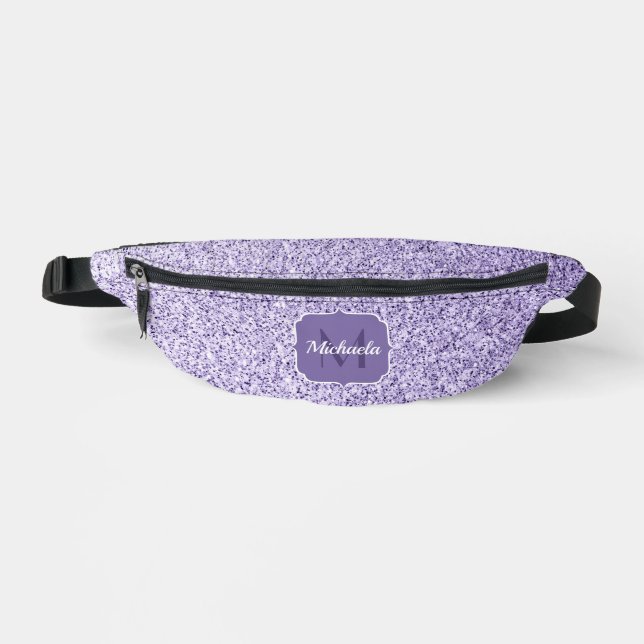 Ultraviolett lila Glitzer-Funkeln Monogramm Bauchtasche (Vorderseite)