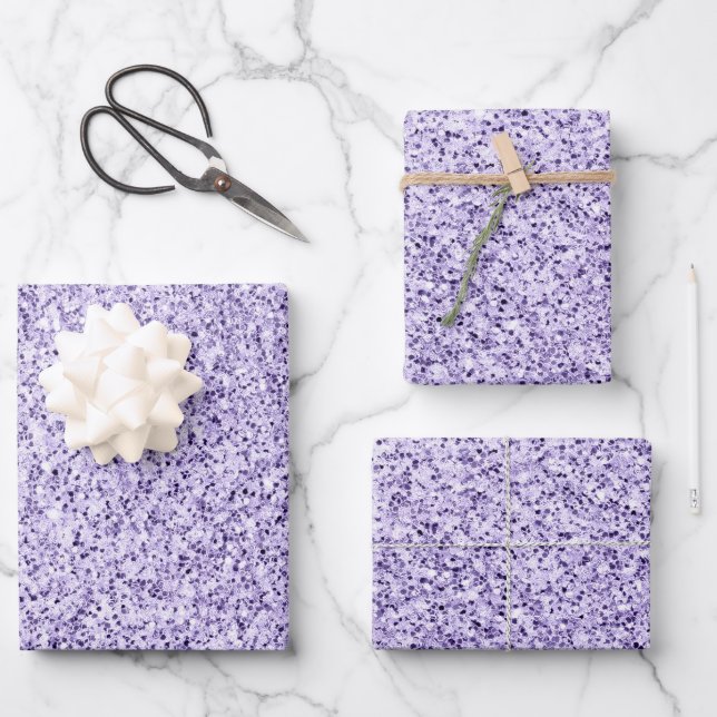 Ultraviolett-lila Glitzer-Glitzern Geschenkpapier Set (Vorderseite)
