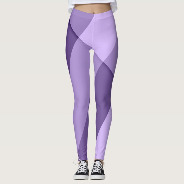 Ultraviolett lila, moderne geometrische Linien Leggings (Vorderseite)