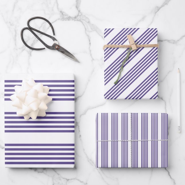 Ultraviolett und weiß, fünf Streifen Geschenkpapier Set (Vorderseite)