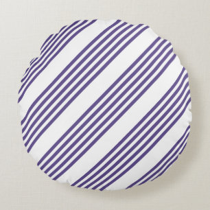 Ultraviolett und weiß, fünf Streifen Rundes Kissen