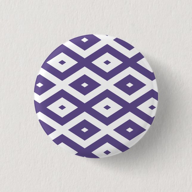 Ultraviolett-weißes Rautenmuster Button (Vorderseite)